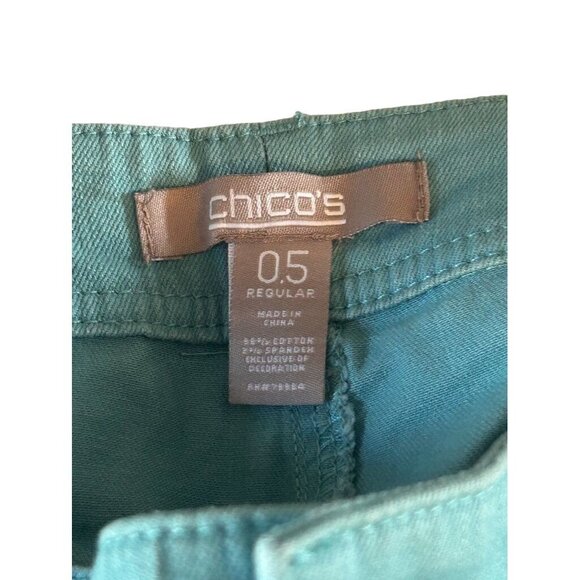 Chicos Platinum Aqua Breeze Skimmer Crop Jeans w/Embellished Back Pockets Sz 0.5 - Picture 5 of 9